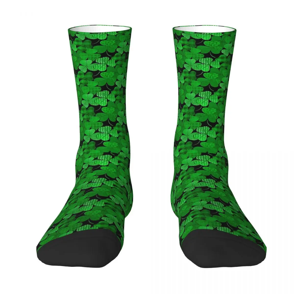 St. Patrick's Day Stockings Green Four Leaf Clover Printed Funny Socks Autumn Non Slip Socks Men's Outdoor Sports Soft Socks