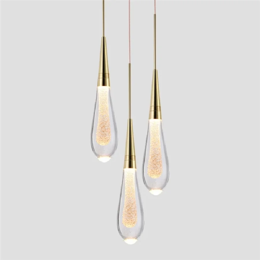 

2PS Drop-shaped Crystal Pendant Lights LED Modern Glass Pendant Hanging Lamp Indoor Lighting for Bedroom Living Room Bar