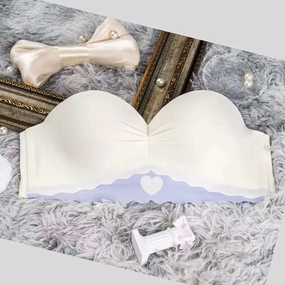 Japan and South Korea Small Chest Big Gather Two Wear Matching Underwear Women's Non-slip Bra Invisible Summer Shoulder