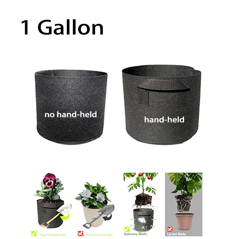 1 Gallon Plant Grow Bags Garden Tools Fabric Pot Jardim Home Gardening Flowers Plant Growing Grow 1/5pcs D2