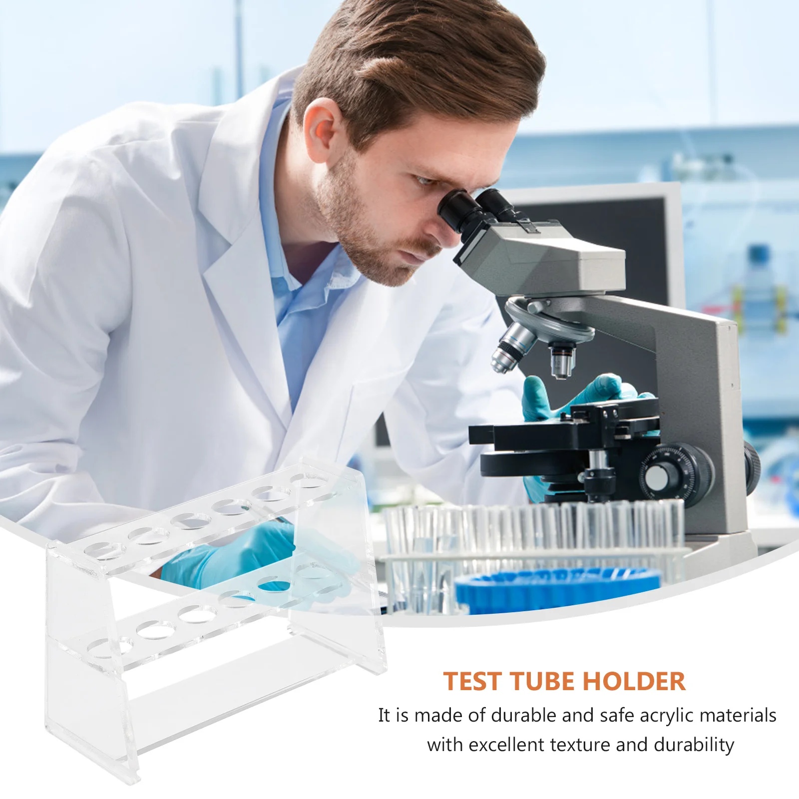 

12 Holes Acrylic Test Tube Rack Transparent Tube Holder 2-Layer Laboratory Shelf Durable Lightweight Stand For