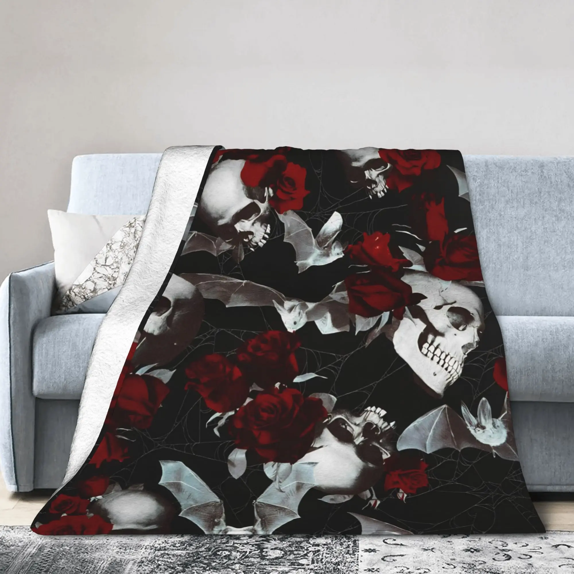 Halloween Gothic Flannel Blanket HAUNTED GARDEN Vintage Throw Blankets for Home 125*100cm Bedspread