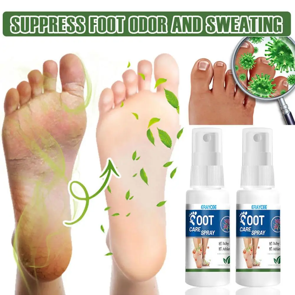 30ml Foot Deodorant Spray Relieve Itching Eliminate Odor Athlete\'s Of The Foot Care Foot Anti-Sweat Removal Spray Moisturiz K1Z0