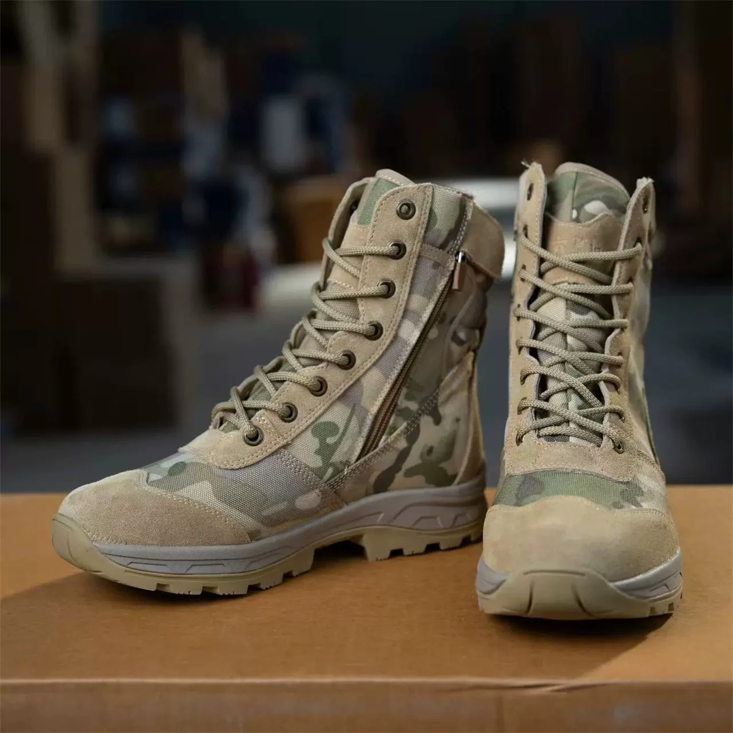 Outdoor Desert Tactical Boots Men's Camouflage Hunting Boots High Top Non-Slip Wear-Resistant Mountaineering Hiking Shoes