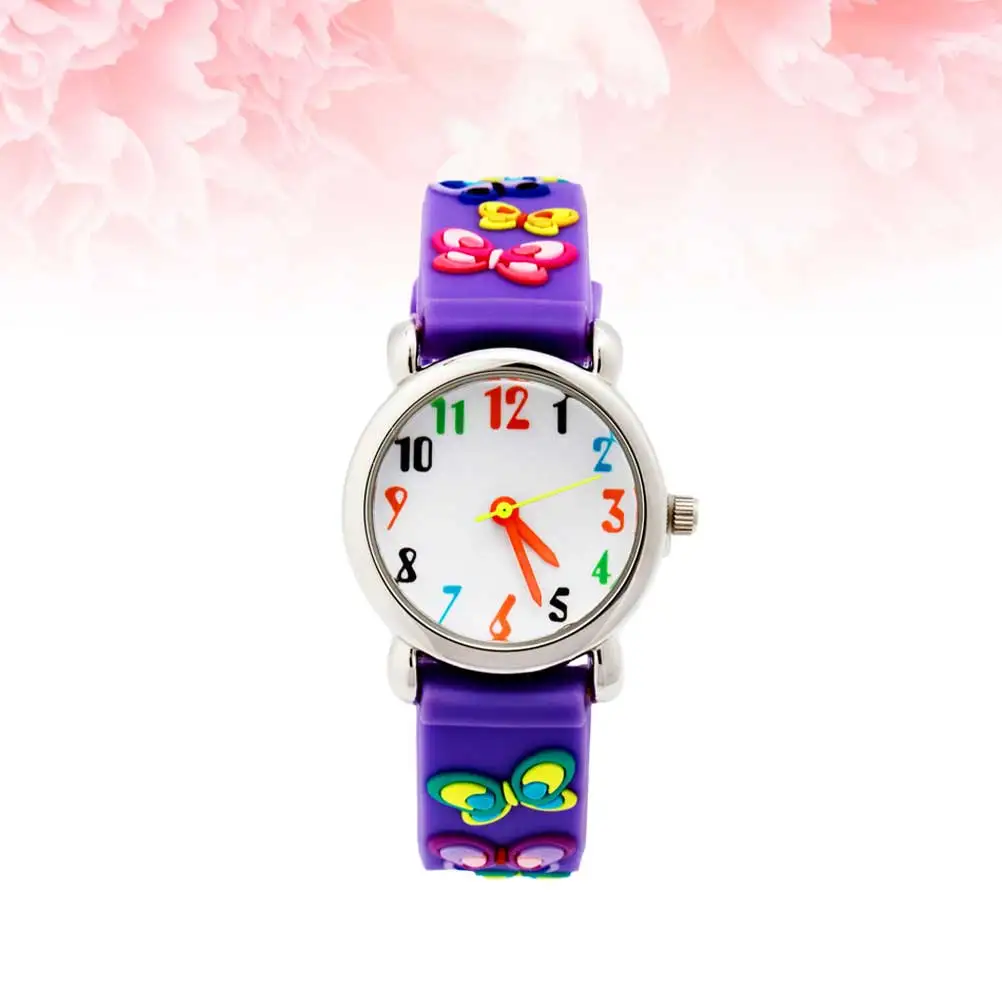 3D Waterproof Watch For Kids Cartoon Wristwatch Purple Durable Safe Precise Quartz Movement Unique Adorable Pattern Creative