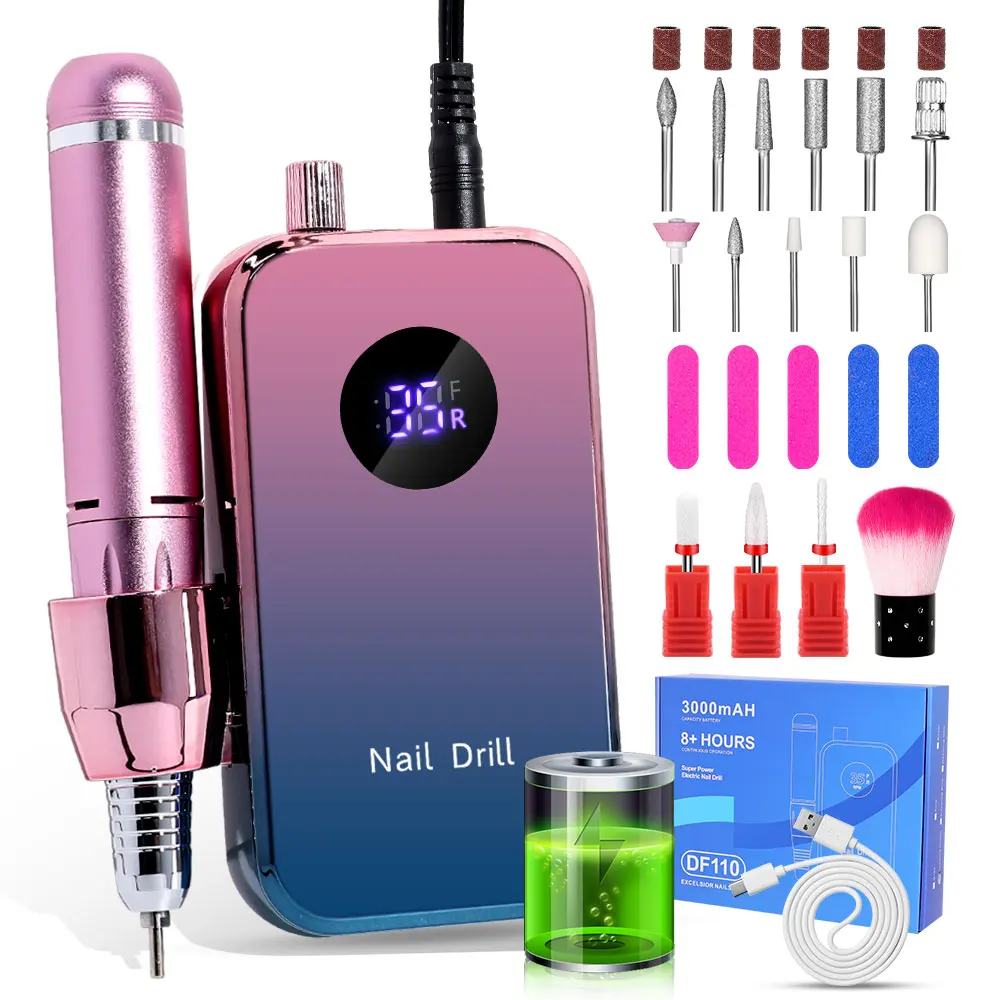 35000 RPM Electric Nail Art Drill Rig Nail Art Electric File HD Display Professional Nail Art Grinder Portable Nail Art Salon