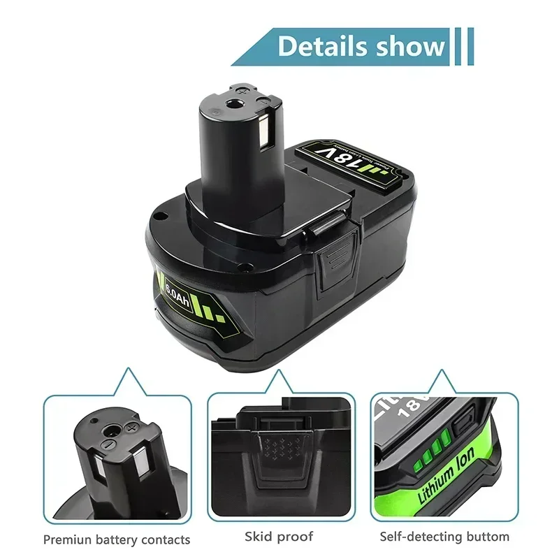 For RYOBI P108 18V One+ plus High Capacity 6.0Ah Lithium-ion/NiCad Battery Charger Compatible with P107 P109 P117 18 Volt Tools