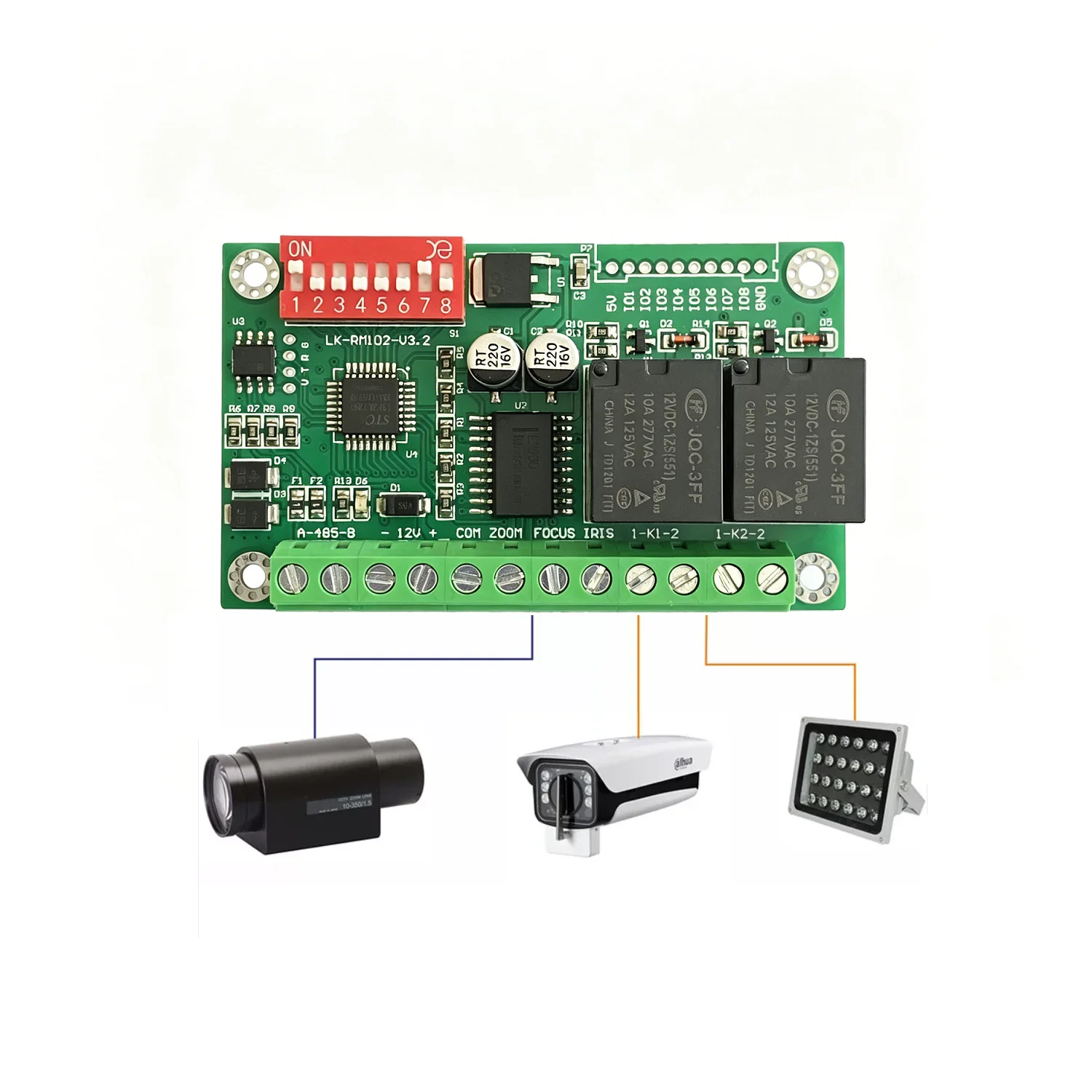 

RS485 Decoder Compatible PELCO Protocol Monitoring Lens Driver Infrared Light Wipers 2 Way Relay Switch