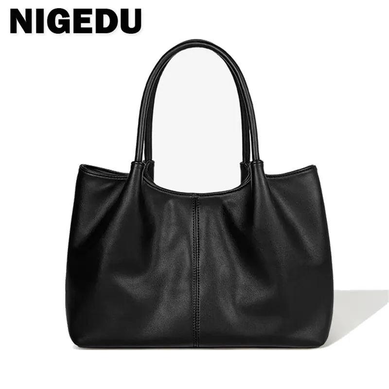 Fashion Women Handbag PU Leather female Shoulder bag bolsa luxury design big Totes Black Large capacity commuter Office bag