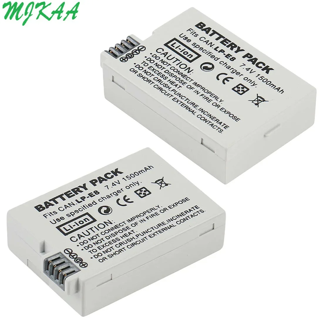 2Packs 7.2V 1800mAh LP-E8 LP E8 LPE8 Li-ion Camera Battery For Canon EOS 600D 650D 550D 700D T4i T5i Rebel T2i Bateria DSLR