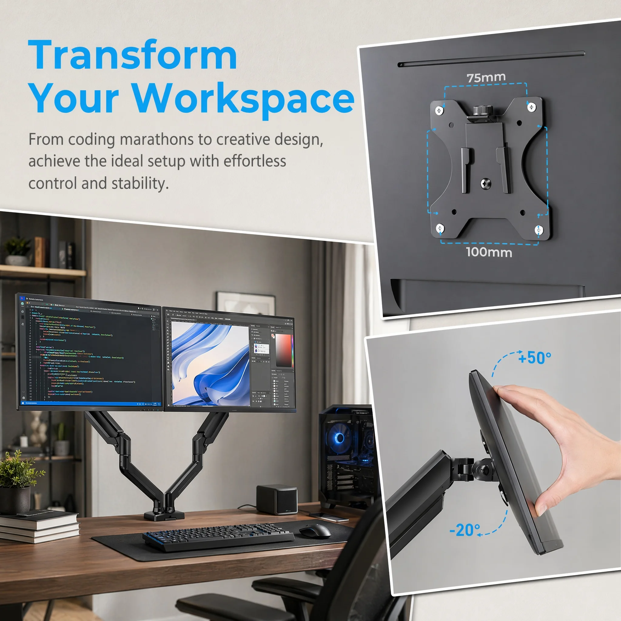 Dual Monitor Stand up to 33 in - Monitor Arm Single 评论和价格