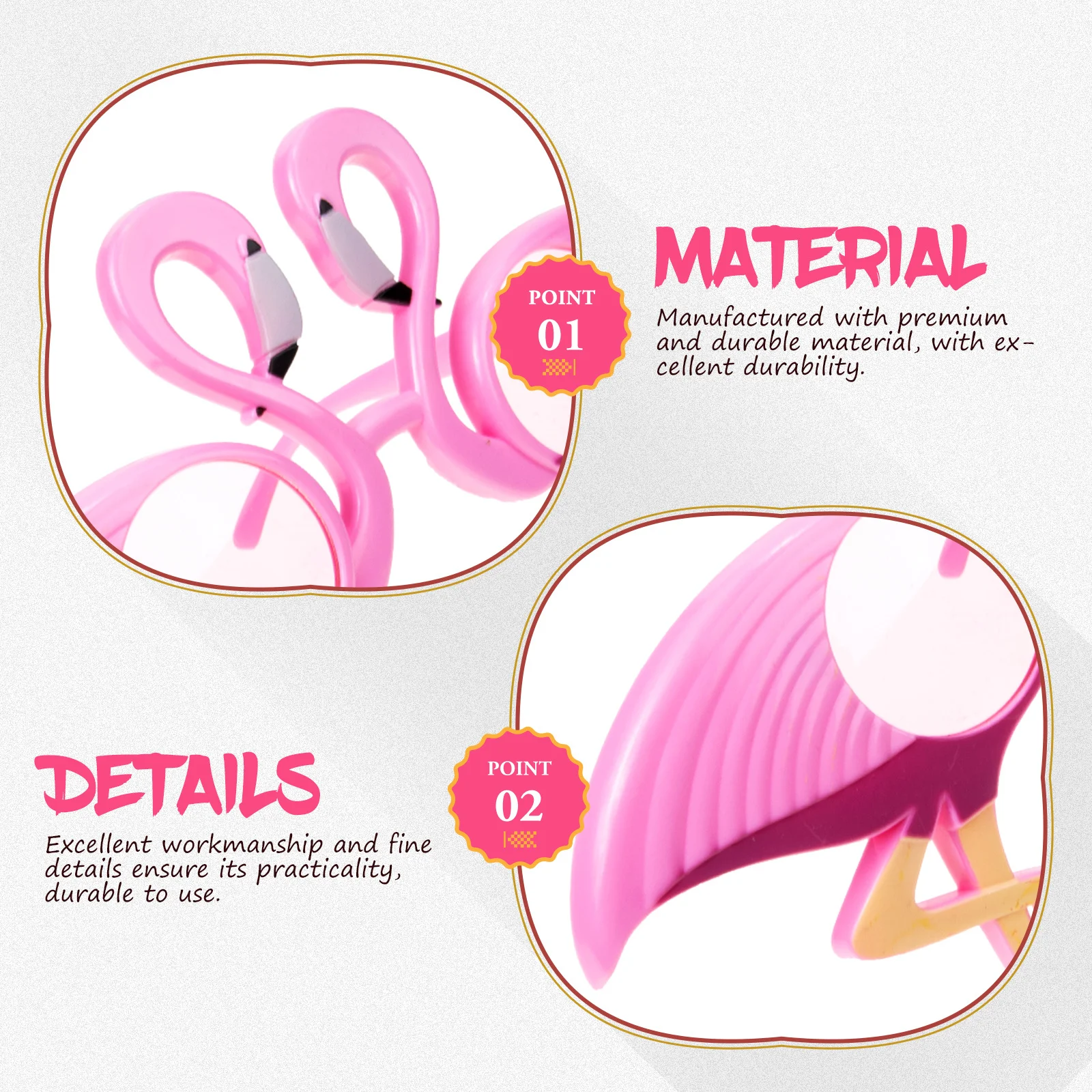 

2Pairs Hawaiian Themed Glasses Stylish Flamingo Design Party Supplies Lightweight Safe Non-Irritating Photo Props for Costume