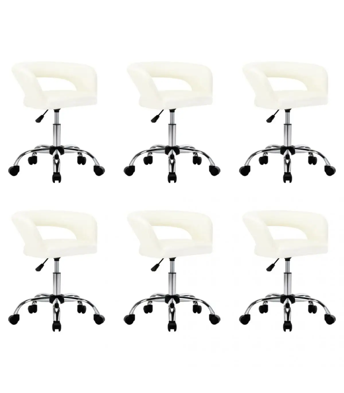 Dining chairs dining chairs 6 units white synthetic leather