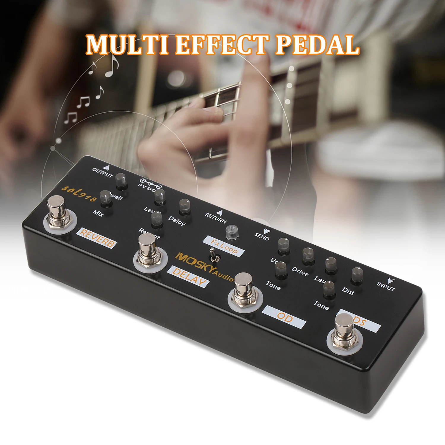 

MOSKY Audio SOL918 5-in-1 Multi Effect Pedal Combined Effect Guitar Pedal True Bypass Multi-in-one Combined Effect Device