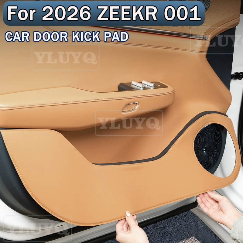 

For 2026 ZEEKR 001 NEW Car Door Kick Pads Leather Protective Mats Scratch-Resistant Car interior accessories