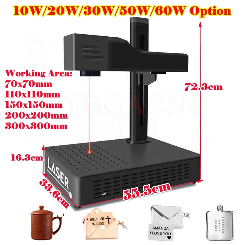 

Desktop Fiber Laser Engraving Marking Machine Metal Stainless Steel Carving Router Nameplate Engraver for PVC 60/50/30/20/10W