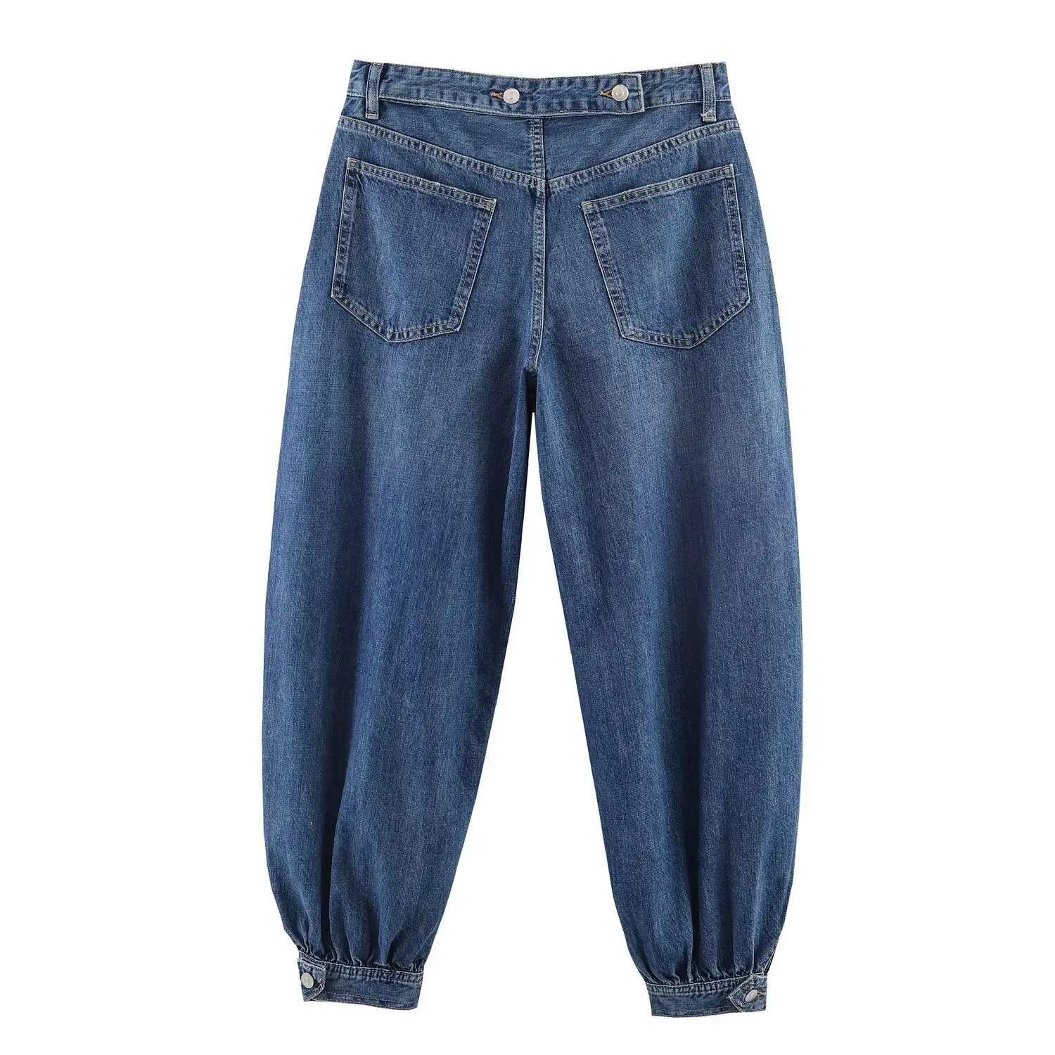 GG Spring Autumn Women's Fashionable Personality Mid-Waist Balloon Denim Jeans Standard Fit Natural Waist Button Closure Jeans
