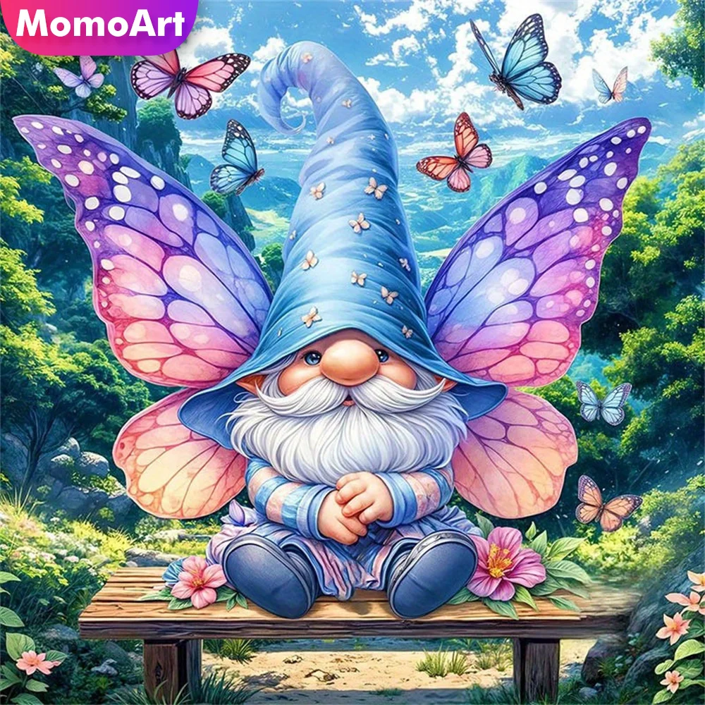 Momoart Peinture Diamant Personnage de dessin animé Nain DIY Fournitures d'artisanat en acrylique Mosaïque de diamant Papillon Gnome Fait main Hobby