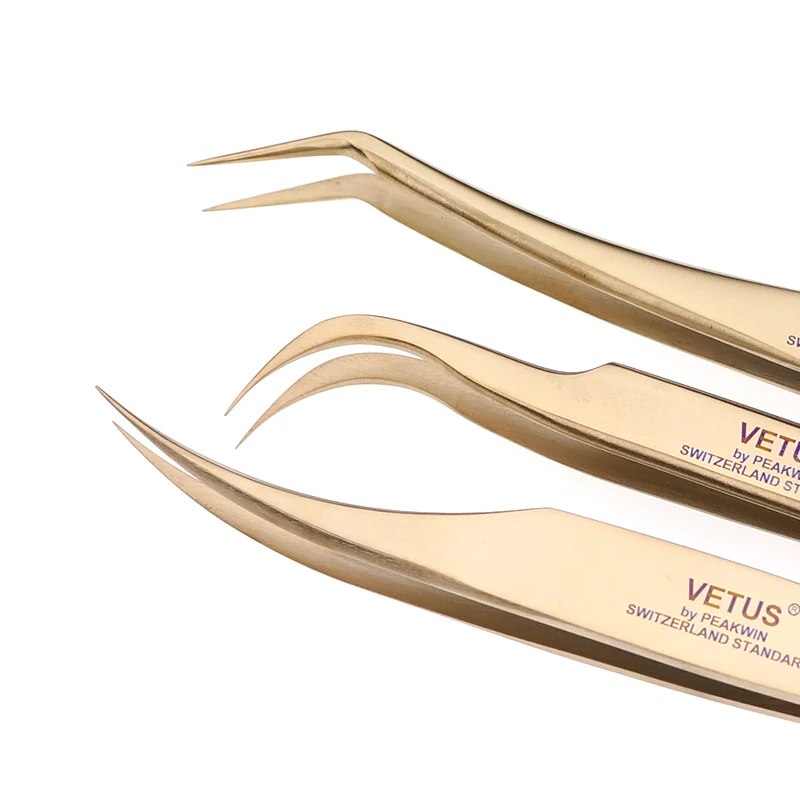 VETUS Original New MGT Series Eyelash Tweezers Anti-slip Handle Fish Scale Texture Precision Super Fine Fiber Tip Tweezers