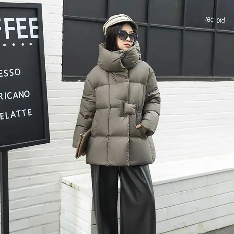 2024 Winter New Down Cotton-Padded Jacket Senior Hooded Thick Medium Long Fashion Down Cotton-Padded Jacket Warm Loose Puff Coat