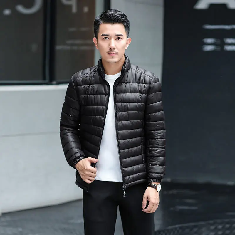 

Men's Winter Jaet Lightweight down Cotton Coat ort Sle Warmth Outerwear Dad Clothes Youth Trendy Color No Hood