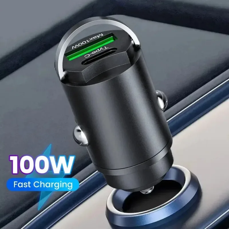 1pc Car USB Fast Charging 100W Car Phone Charger Adapter Type C QC3.0 PD Car Interior for Iphone Samsung Huawei Xiaomi