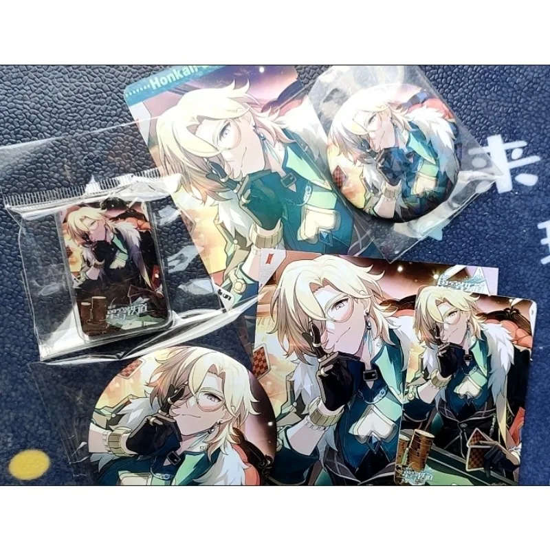 6Pcs/Set Game Cartoon Honkai: Star Rail gift Set Aventurine collection toy Keychain Laser badge LOMO Card Postcard Laser Card