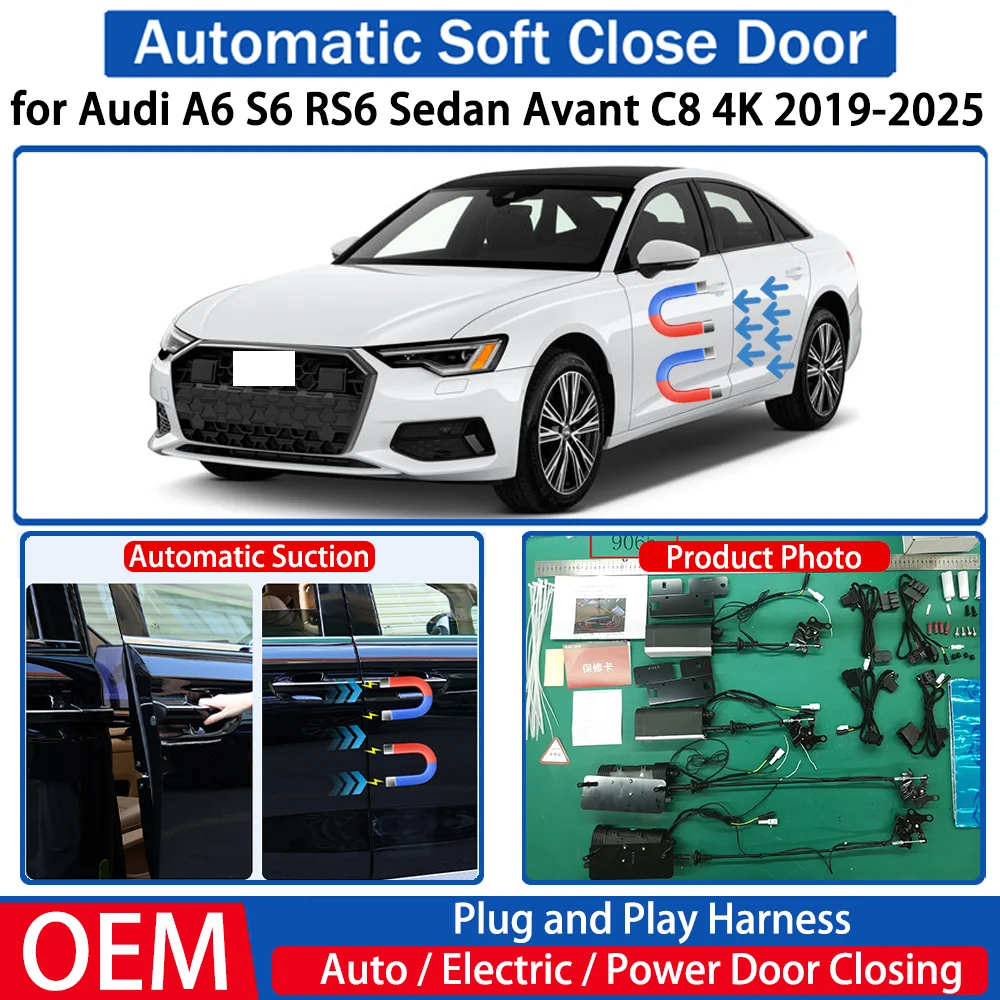 

for Audi A6 S6 RS6 Sedan Avant C8 4K 2019-2025 Car Automatic Soft Close Door Electric Suction Kit Auto Power Closing System
