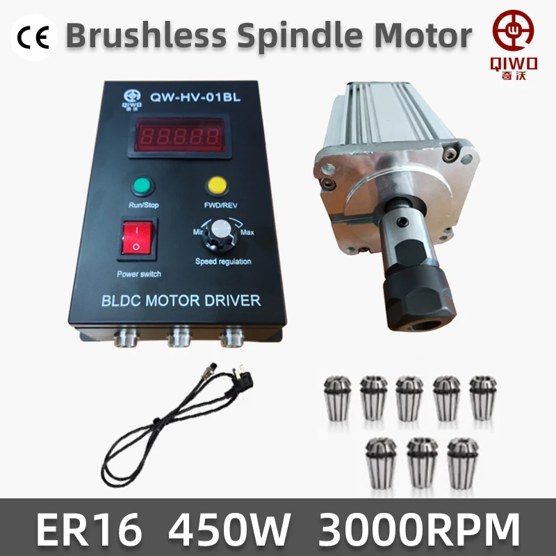 450W/0.45KW 3000RPM Engraving Machine Spindle Motor Air-cooling CNC Spindle DC Motor CNC Engraving Machine ER16 or ER20