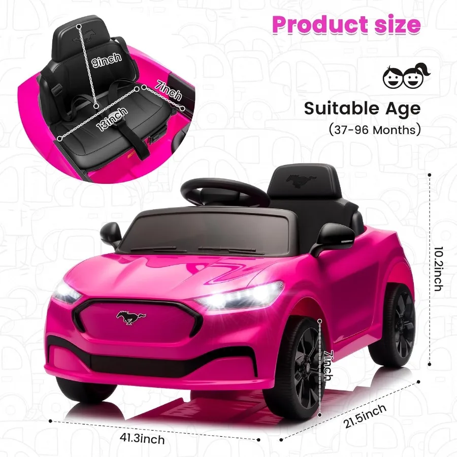 Auto da giro elettrica per bambini, Auto elettrica per bambini 12V con telecomando, Giocattoli da giro per bambini con luci a LED, Lettore musicale