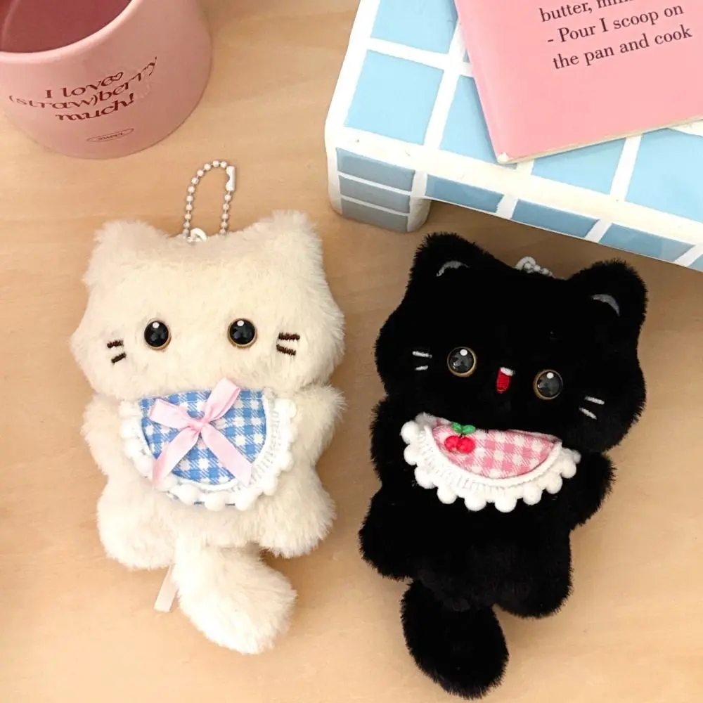 New Cute Cat Pendant Soft Feel Cartoon Animal Chef Bear Keychain Black White Stress Relief Backpack Pendant Backpack Decor