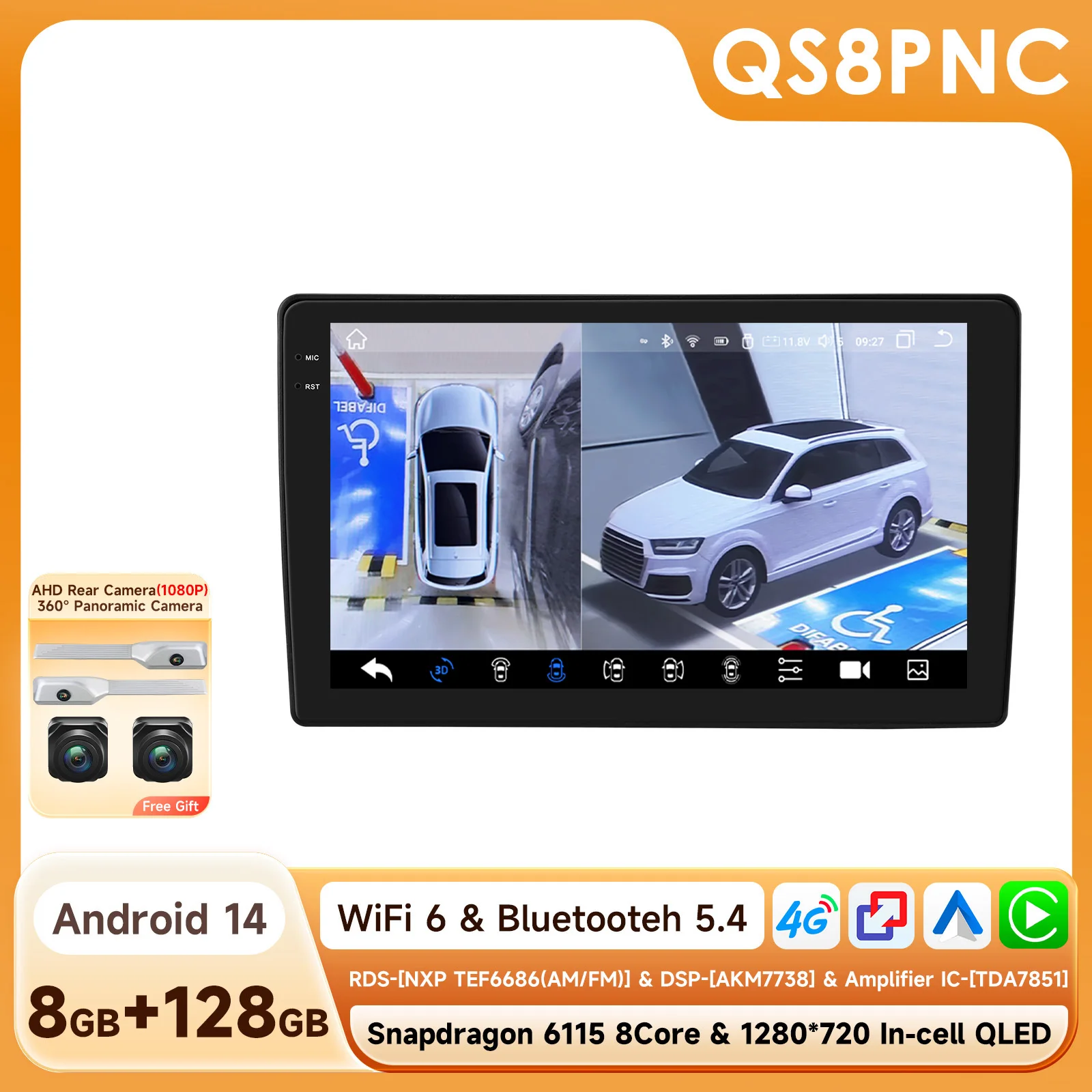 Android 14 Qualcomm 8 Core Auto Multimedia Radio Voor Citroen C2 C3 2001 2002-2010 draadloze CarPlay Android Auto 4G BT5.4 GPS DSP
