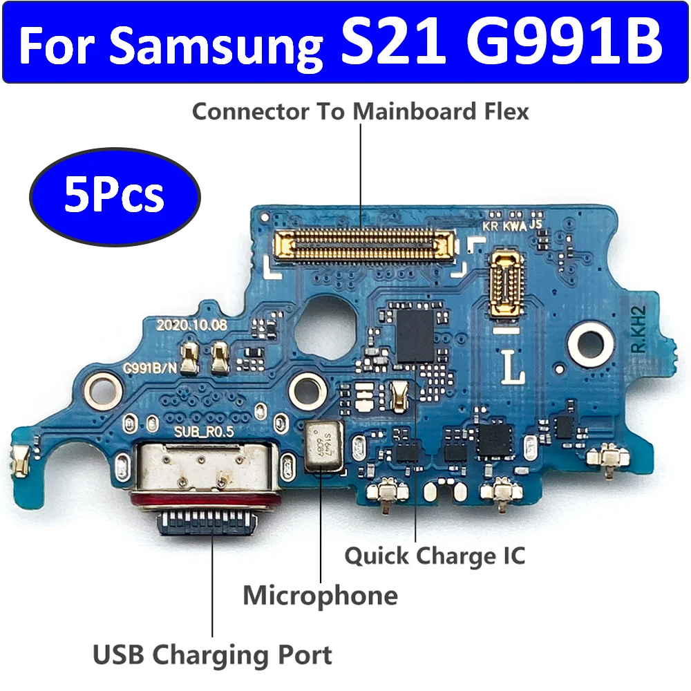 

5Pcs，NEW For Samsung S21 G991 USB Charging Port Dock Plug Socket Jack Connector Charge Board Flex Cable fast charging