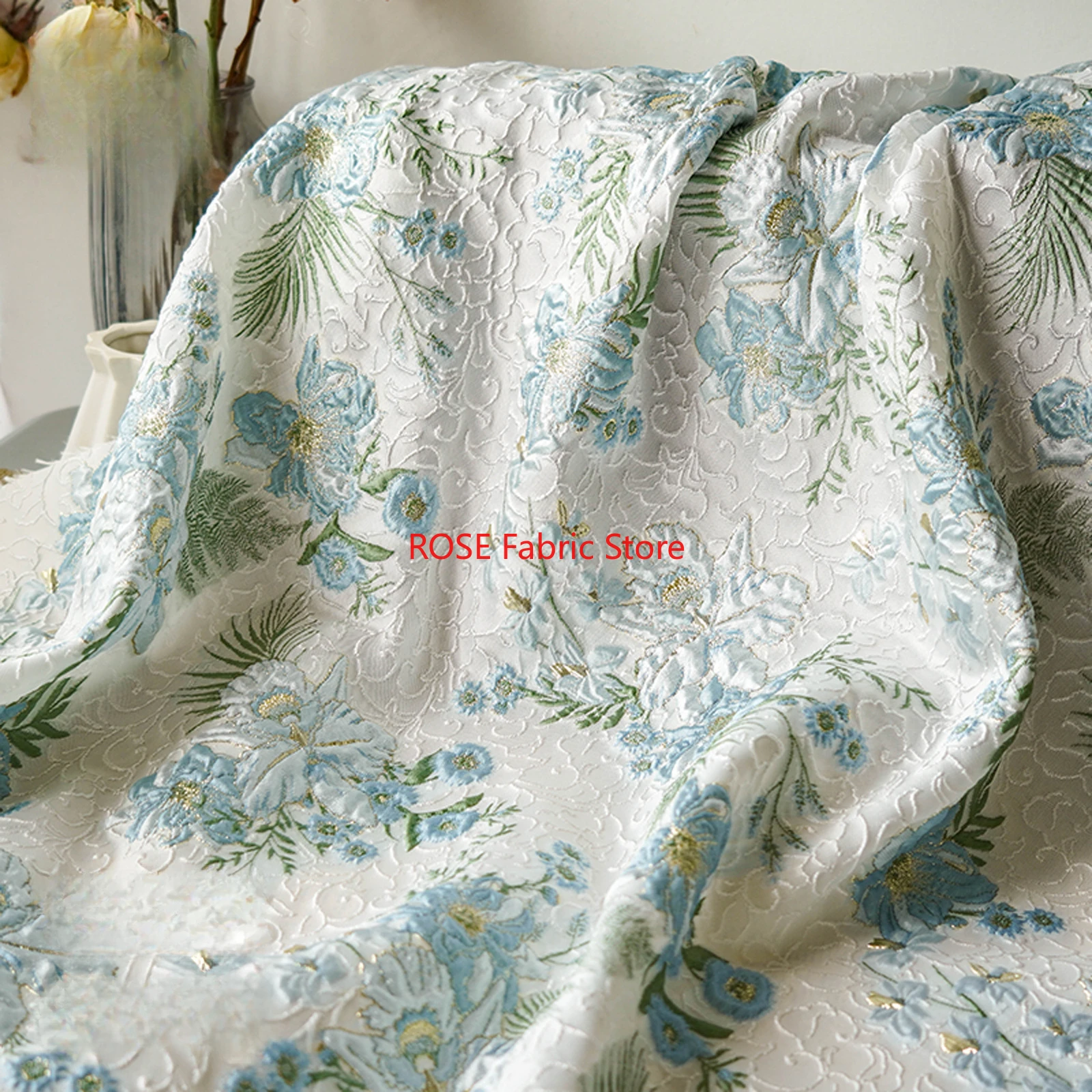 1 metro filo d'oro trama floreale tessuto jacquard cheongsam gonna soffice borsa per bagagli tessuto da cucito fai da te