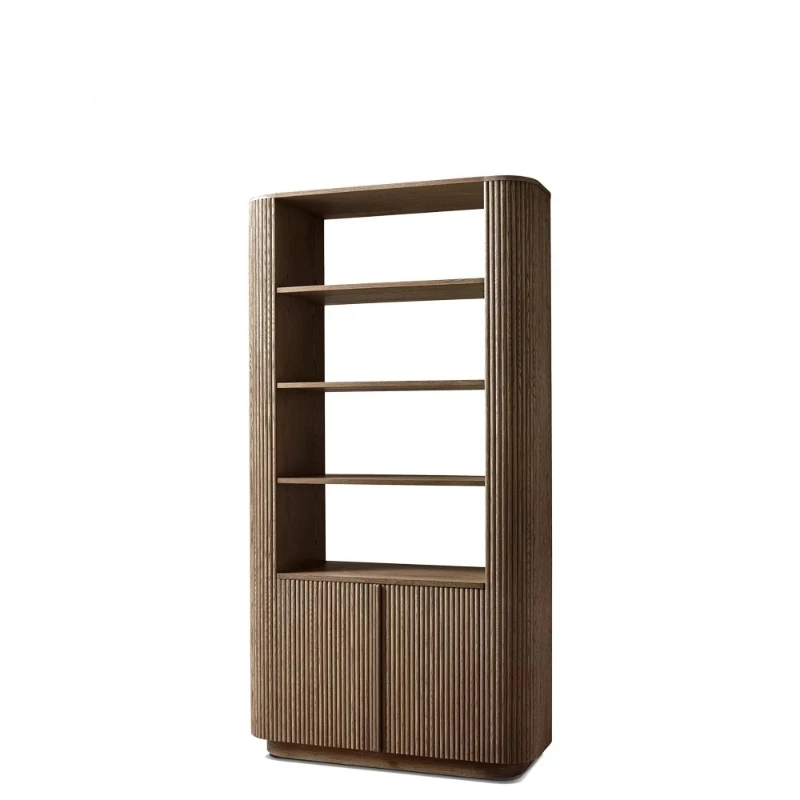 Libreria retrò a doppia anta in legno massello, libreria americana semplice e lussuosa, soggiorno, studio, villa, libreria domestica