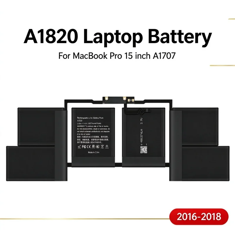 A1820 Laptop Battery for Apple MacBook Pro 15 Inch A1707 2016 2017 2018, 11.4V 6667mAh 76Wh Replacement Battery