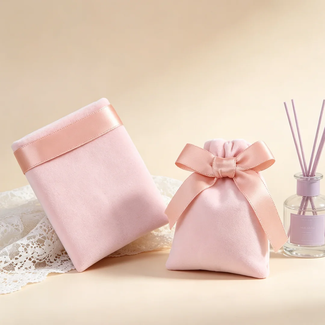 10 Stück rosa Samtbeutel mit Kordelzug und Band, elegante Schmuckaufbewahrungsbeutel für Ohrringe, Ringe, Halsketten, Armbänder, Verpackung