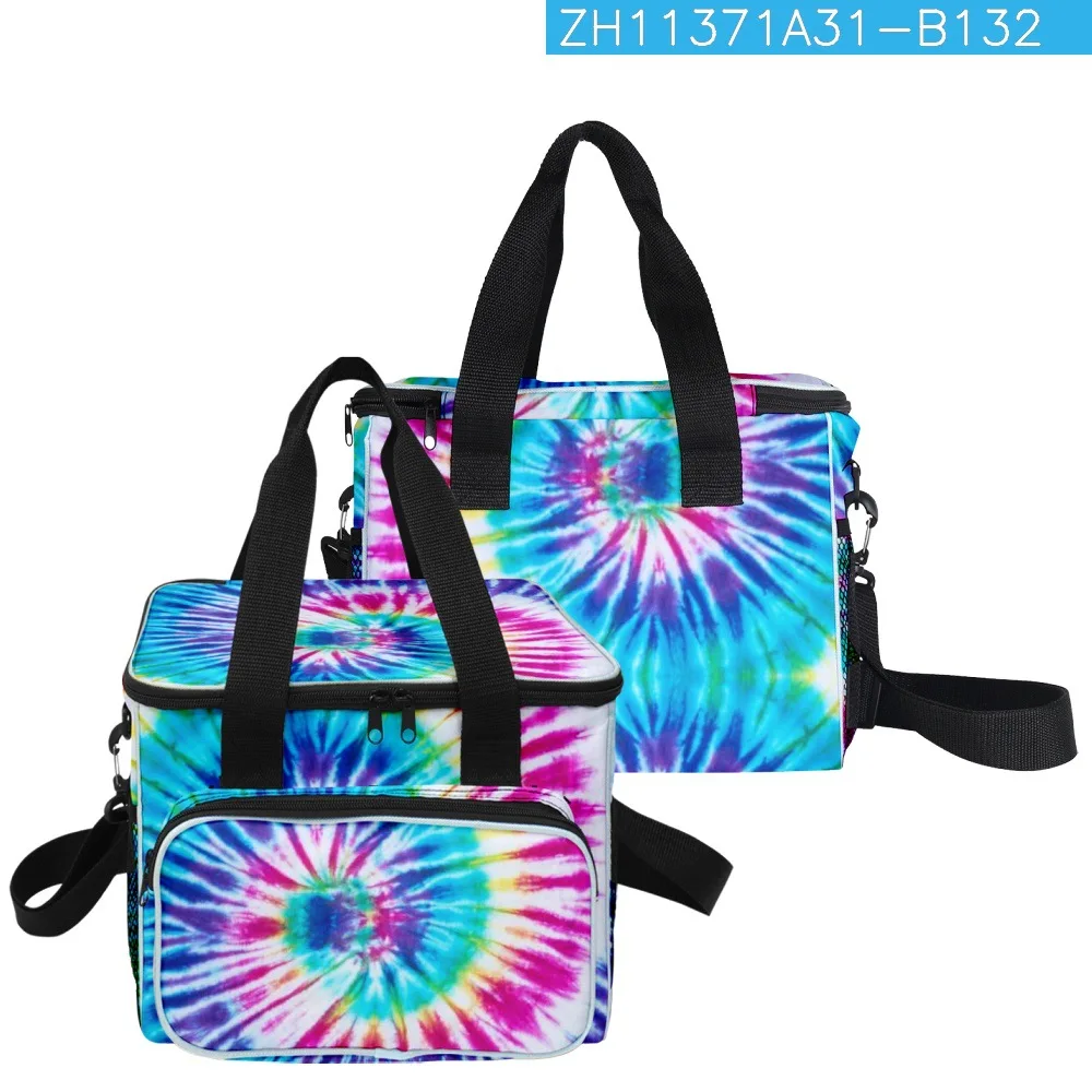 Imagem -04 - Crossbody Tie-dye Colorido Grande Bolsa de Almoço Impressão 3d Isolamento Térmico Bolsas de Alimentos Bolsas de Gelo Clássico Piquenique em Casa Jovem