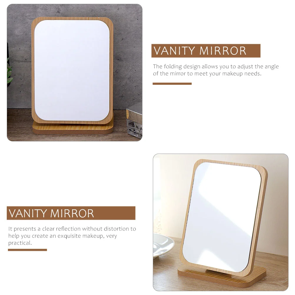 Arched Mirror Vanity Wooden Makeup Desktop Tabletop Standing Household Portable Student