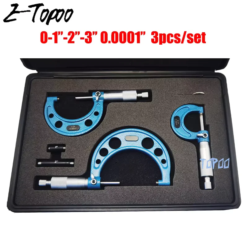 3pcs/set Outer Diameter Micrometer with Box Range 0 -75mm/0-3