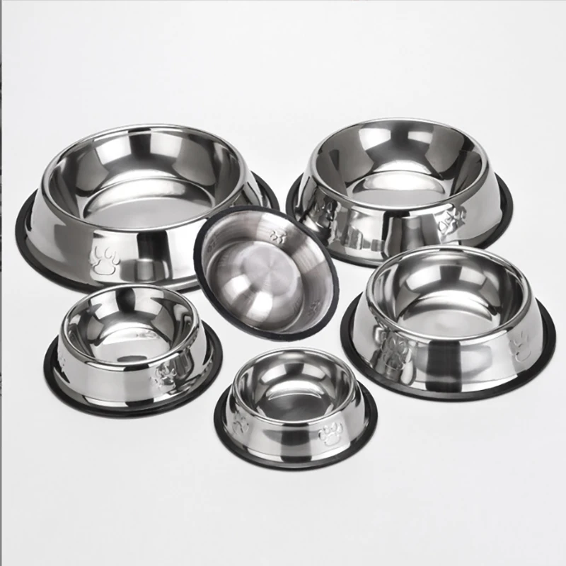 Stainless Steel Pet Bowl Dog Feeder Durable Skidproof Food Water Drink Dishes Dog Feeding Bowls Pet Food Accessories Supplies