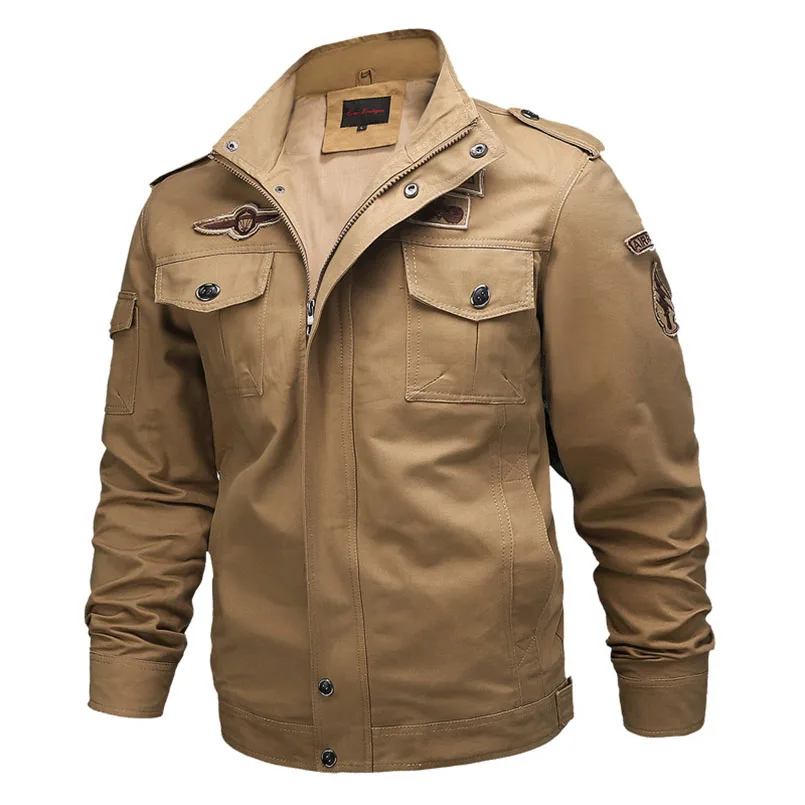 

Cargo Jacket Men Stand Collar Long Sleeve Autumn Coat Big Plus Size 6XL Male Army Military Clothing Nice Autumn Fall Outdoor