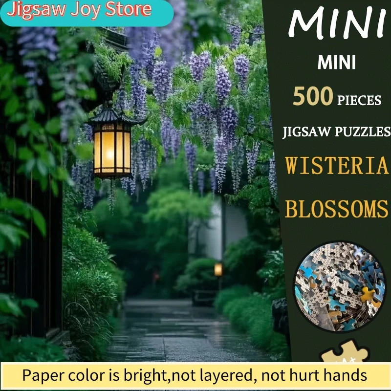 

Пазл «Цветы глицинии», 1 коробка, 500 деталей, мини-пазл, премиум-класс, рождественский подарок, трендовый праздничный цветочный декор, 15x10 дюймов, элегантный дизайн