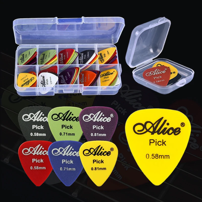 Electric Guitar Pick with Storage Box Acoustic Music Picks Plectrum 0.58/0.71/0.81/0.96/1.20/1.50mm Thickness Guitar Accessories