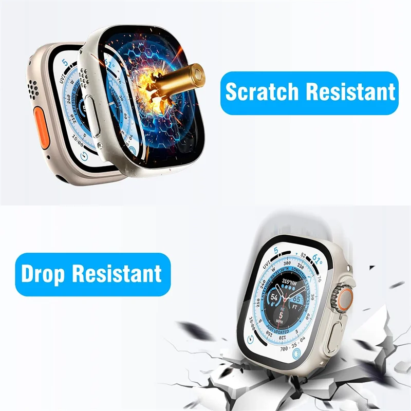 Cover For Apple Watch Ultra 49mm Case Accessories PC Shockproof Bumper+Tempered Glass Screen Protector iwatch Serie Ultra 2 49mm