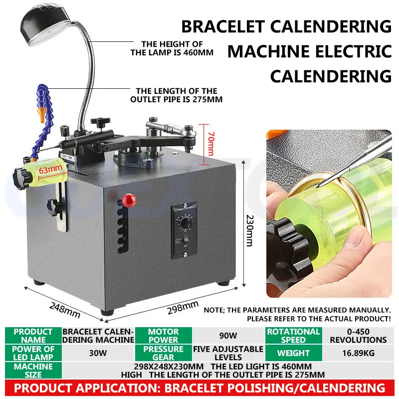 

Electric Jewelry Calender With Adjustable Speed, Gold Silver Material Polishing Grinding Tool,Bracelet Ring Calender,With LED