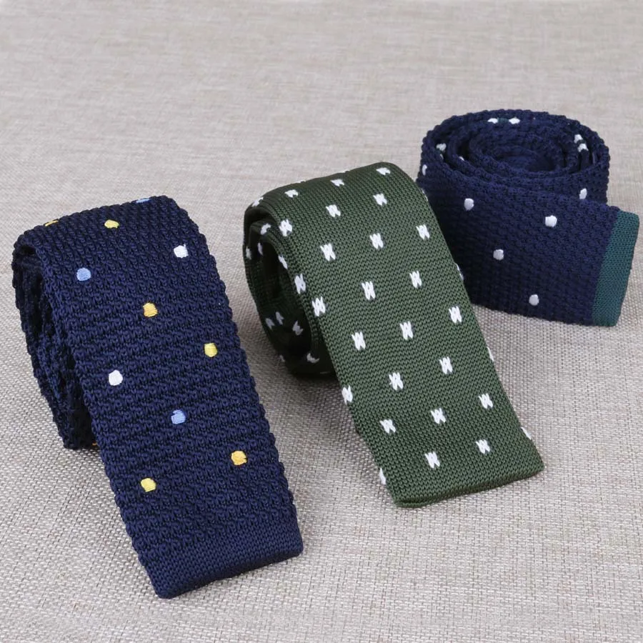 Men\'s Suits Knit Tie Plain Necktie For Wedding Party Tuxedo Casual Dots Woven Skinny Gravatas Cravats Accessories 25colors