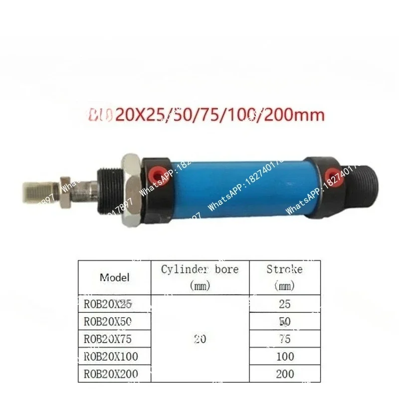 Bore 20mm Stroke 25/50/75/100/200mm Mini Cylinder Hydraulic Cylinder, Round Hydraulic Cylinder 14MPa