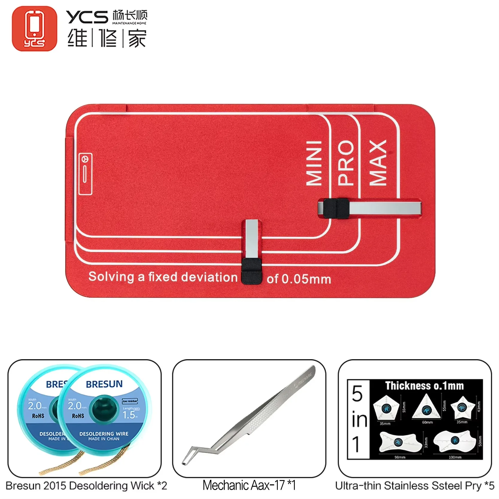 YCS Universal-Rahmenhalterungs-Laminierungs-Set für iP 12-17 Pro Max Touchscreen und Halterungsbefestigung, Reparaturwerkzeug-Set – Detail 8