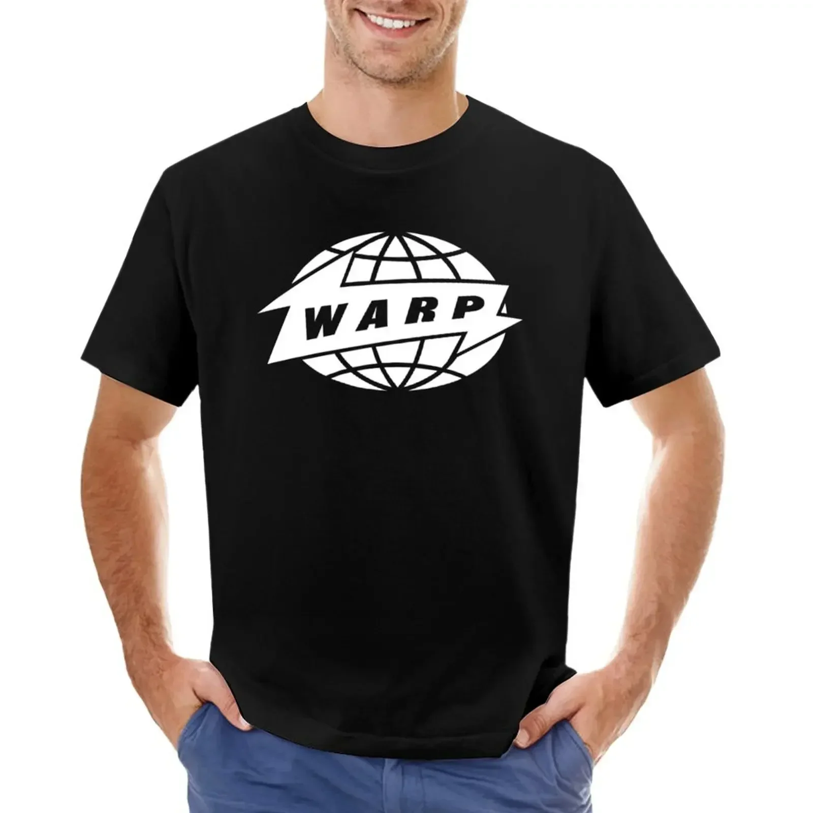 Warp Records white T-shirt quick-drying funnys men clothings